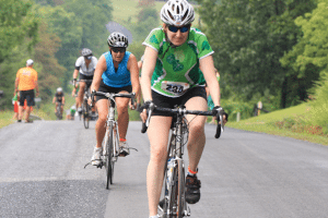 woman cycling in luray triathlon