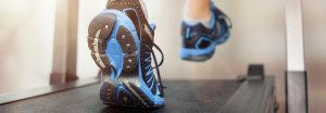 running shoes on a treadmill