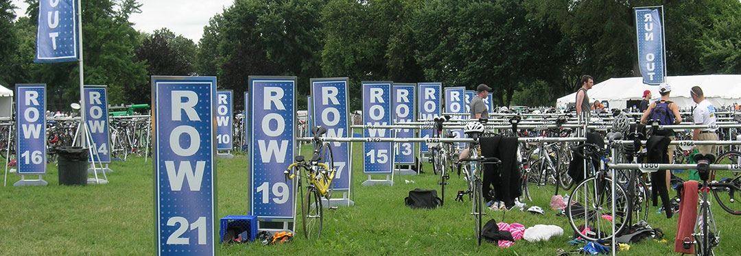 triathlon transition area rows