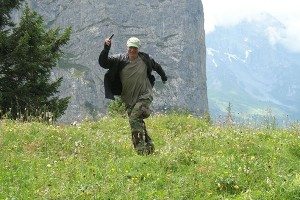 david running alps meadow