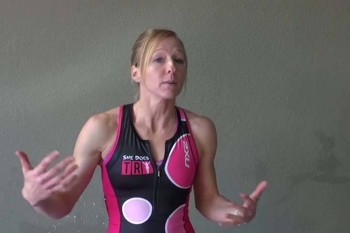 Krista Schultz explaining strength exercise