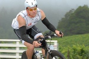 David Glover at Vineman Triathlon in fog