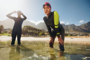 triathlon swimmers before race start